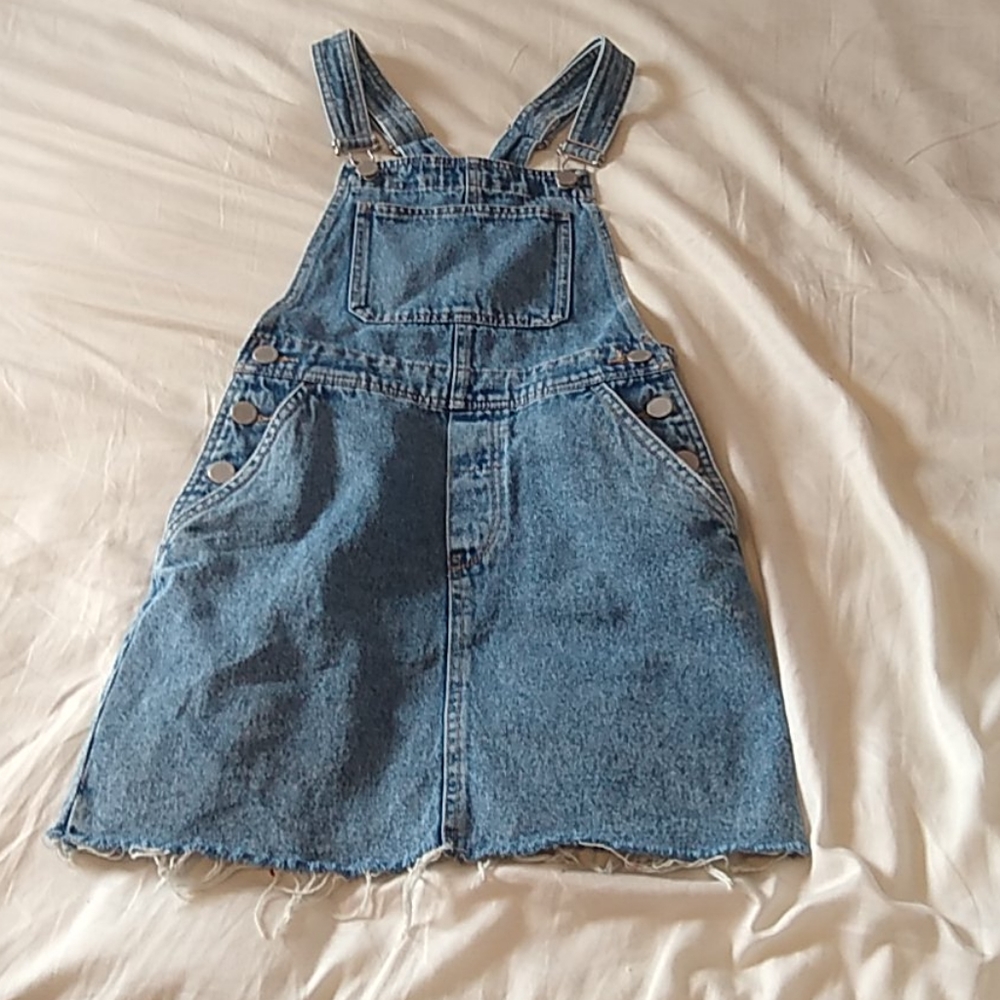 denim overalls with skirt